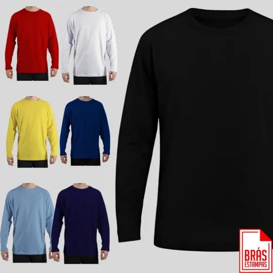 Blusa Masculina Manga Comprida 100% Algodão Lisa Inverno Frio Casual Conforto Durabilidade