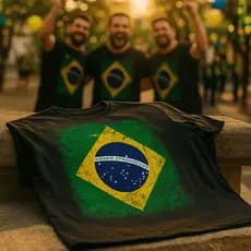 Camisa Masculina Bandeira Nacional Brasil Manga Curta Casual Bolsonaro Patriota Democracia País