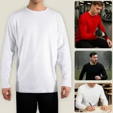 Blusa Masculina Manga Longa Ideal Para o Frio Algodão Reforçada Inverno Lisa Camisa Manga Comprida