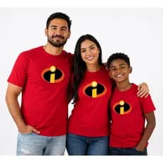 Kit Trio Camisetas Família Pai Mãe Filho Adulto Unissex Infantil Look Combinado Personagem Desenho