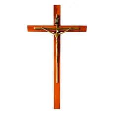 Cruz Fina Estilizada Madeira 23cm | Decoração Religiosa