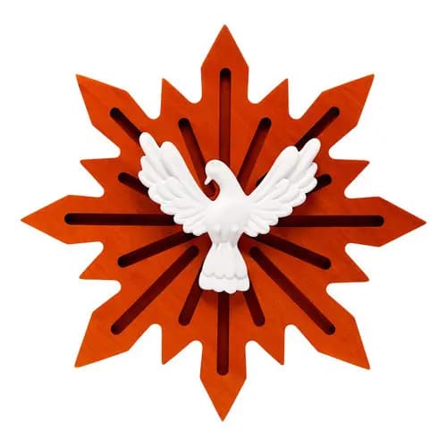 Divino Espírito Santo de Parede em Madeira Natural 15cm – Decoração Religiosa