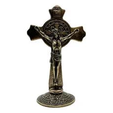 Cruz São Bento Com Pedestal 11 Cm – Imagem Religiosa De Proteção