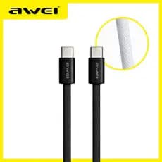 Cabo de Carregador Turbo Awei CL-219T Original Tipo C 60W para iPhone 15 16 17 Xiaomi Poco