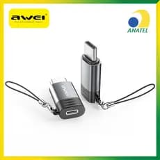 Mini Adaptador Lightning iPhone Para Tipo C Awei A12 Carregamento Rápido E Dados