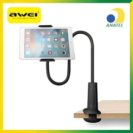 Suporte Celular Universal Awei X3 Articulado Flexível 360 Cama Mesa Presilha Reforçado