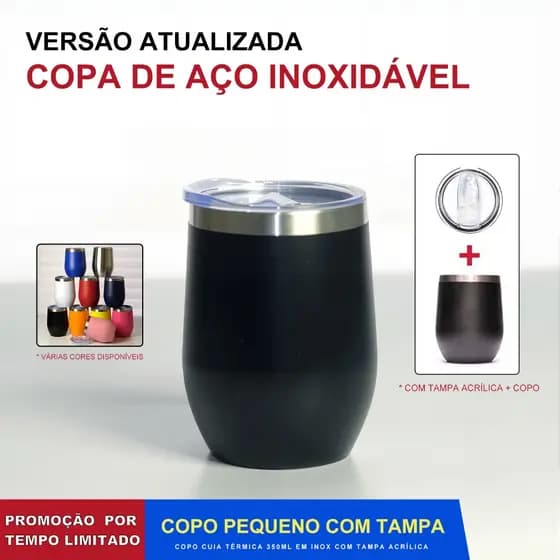 Copo Cuia Térmica 350ml Em Inox Com Tampa Acrílica Envio Imediato