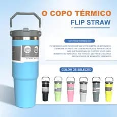 Garrafa Térmica 900ML Com Alça Flip Tumbl Aço Inoxidável Isolamento Térmico Com Canudo P/ Academia Trabalho Caminhada