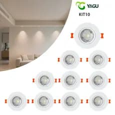 Kit 10 Spot Luminárias Led 7w Branco Embutir Direcionável Teto 6500K 3000K
