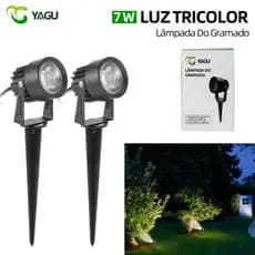 2 Espeto Jardim Led Externa Gramados Iluminação  7w Prova Dágua Verde / Quente / Frio