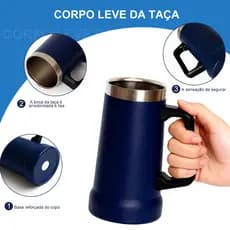 Caneca Térmica Chopp Cerveja Camada Dupla Inox 710ml
