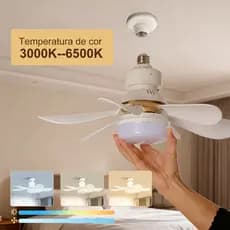 Ventilador De Teto LED Silencioso, Moderno e com Controle Remoto,6 Hélices, Bivolt,Prática Instalação E27/60W
