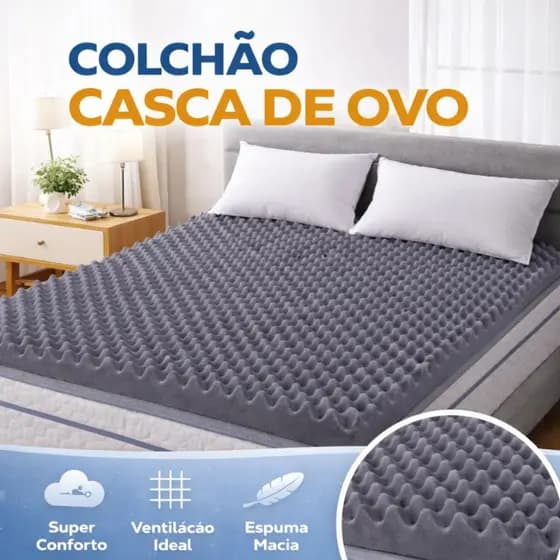 Colchão Colchonete Casca De Ovo Caixa de ovo Anti-escaras Casal D20 185x135x4 Hospitalar e casa Ortopédico Cinza