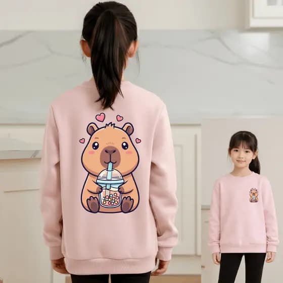 Moletom Infantil para Meninas Capivara Delicado Flanelado Juvenil 02 ao 12