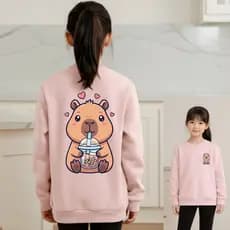 Moletom Infantil para Meninas Capivara Delicado Flanelado Juvenil 02 ao 12