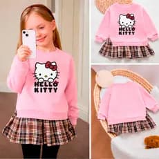 Moletom Casaco infantil Menina hello kitty  Delicado Flanelado Fofo Preto, Rosa,Azul,Cinza,Beg