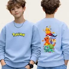 Moletom Infantil Meninos Pokemon Pikachu Desenho Anime Sem capuz