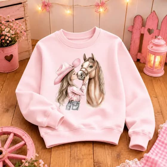 Moletom Infantil Inverno Boiadeira Country Cavalo Delicado