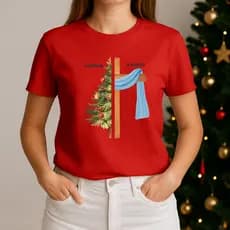 Camiseta Natal T-shirt Cristã Cruz A Época A Razão Fé Jesus Presente Fim de Ano