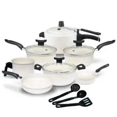 Jogo de Panelas Antiaderente Teflon Berlim Elegance Panela de Pressão 2.5L Kit com 6 panelas e 3 talheres de Brinde