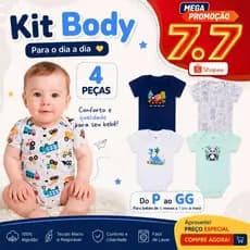 Kit 4 Peças Body Bebê Menino Estampados Divertidos – Conforto e Estilo para o Dia a Dia