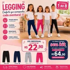 Calça Legging em Algodão Com Elastano Lisa e Estampada em glitter Menina Infantil