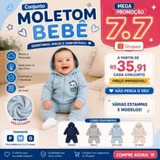 Conjunto moletom Bebê Inverno Zíper Capuz Peluciado Super quentinho P/M/G