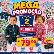 Kit 2 Macacão Bebê Inverno Fleece Estampados Sortido Roupas Para Menino ou Menina