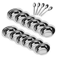 Conjunto Jogo de Sobremesa 36  Peças - 18 Potes 18 Colheres Inox