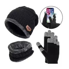 Kit Gorro Touca + Luva Touch Screen + Cachecol Térmico Inverno Feminino Masculino Frio
