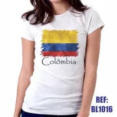 Camiseta Camisa Baby Look Colômbia Bandeira Envio Imediato Premium