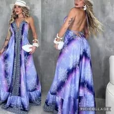 Vestido Feminina Longo Indiano Estampado Feminino Ideal Pratodo Tipo De 🎉 Festas  confortável