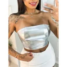Cropped  Faxia Metalizada Vom Bojo Y tamanho  Única  Pra  Festas De Carnaval