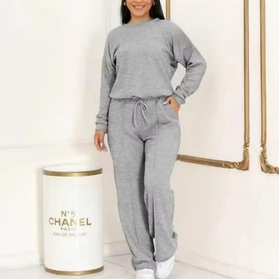 CONJUNTO  Feminino Ribi canelada blusa e pantalona,