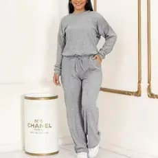 CONJUNTO  Feminino Ribi canelada blusa e pantalona,