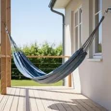 Rede de Dormir Azul Listrada – Ideal para Descanso, Lazer e Decoração – Promoção Imperdível