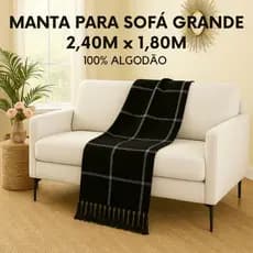 Manta Para Sofá Gigante 2,40x1,80m Casal Algodão Promoção Decoração Direto da Fábrica Atacado