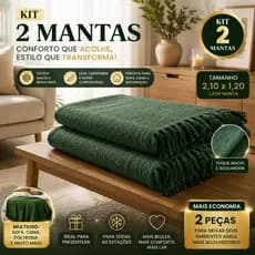 Kit Com 2 Mantas para Sofá 2,10 x 1,20m Grande Decorativa Elegante Alta Qualidade