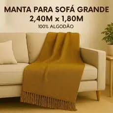 Manta Para Sofá Grande Artesanal Decorativa Casal Algodão Natural  Coberta Franja 2,40x1,80m