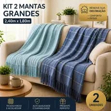 Kit Com 2 Mantas Premium 2,40x1,80m para Sofá e Cama – Macia, Elegante e Confortável