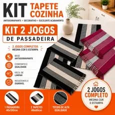 Kit Econômico 2 Jogos de Tapete Cozinha Antiderrapante Decorativo Fácil de Limpar e Resistente