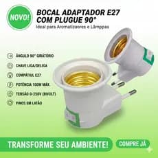 Soquete Adaptador de Tomada E27 com Interruptor