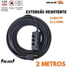 Extensor Elétrico 2m Cabo PP Reforçado – Uso Residencial e Comercial