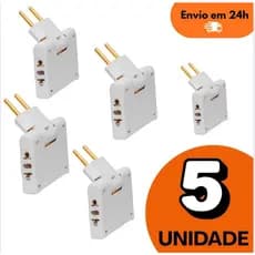 Adaptador Tomada 3 Saídas 10A e 20A – Pino Flexível Articulado Dobrável