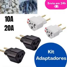 Adaptador de Tomada Benjamin 20A e 10A/20A Pino Maciço Bob Resistente