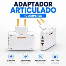 Adaptador Elétrico Articulado 3 Saídas 10A – Prático, Giratório e Versátil