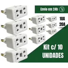 🔌 Adaptador de Tomada Benjamin 10A/20A | Pino Maciço Bob Resistente | Alta Durabilidade