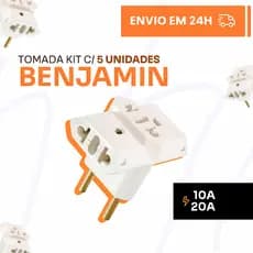 Adaptador de Tomada T Reforçado 10A Benjamin Pino Maciço
