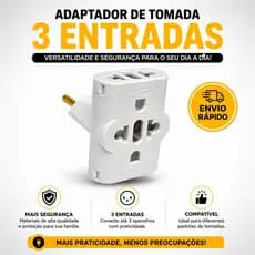 Adaptador de Tomada T Reforçado com Pino Maciço 10A