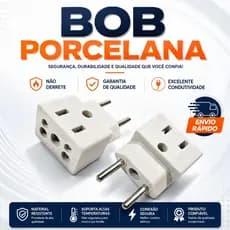 Adaptador Tomada Bob Porcelana Reforçado 10A/20A Não Derrete Padrão Antigo Bivolt